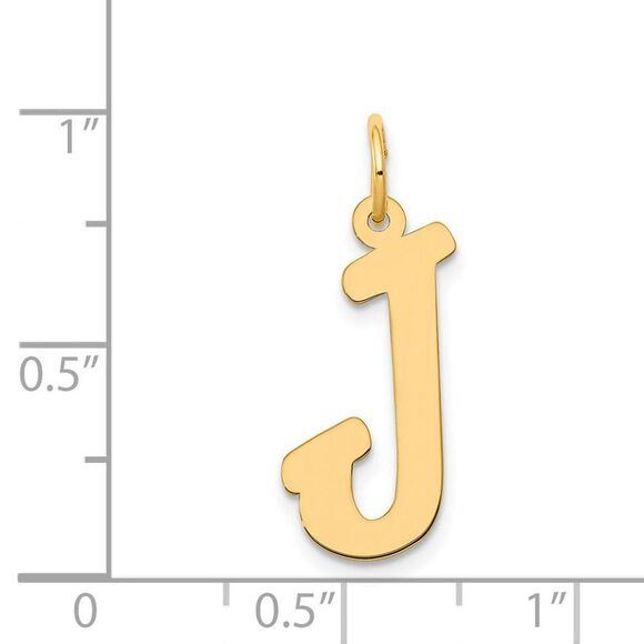 14k Yellow Gold Madison Collection LG Classic Script Initial J Pendant - Picture 3 of 4